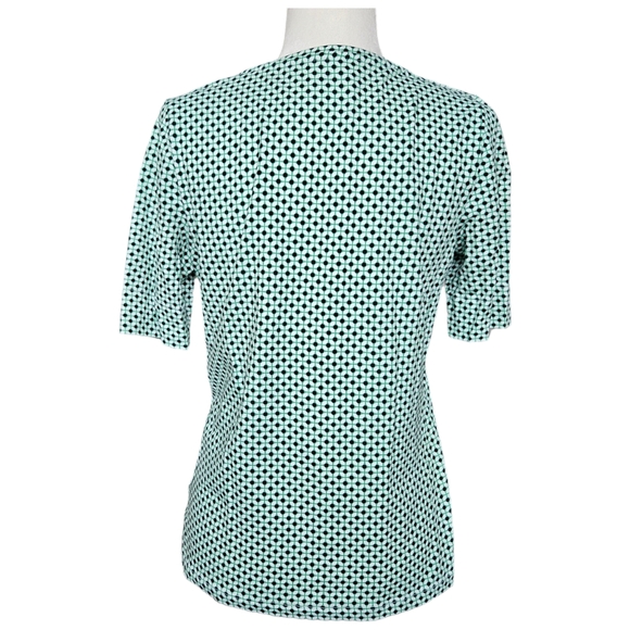 Jones New York Sport cotton green black white top geometric pattern short sleeve - Picture 2 of 11